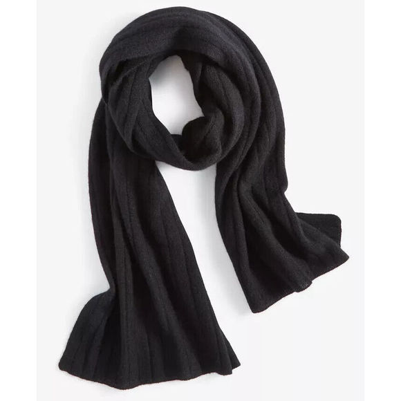 Charter Club Accessories - Charter Club Ribbed 100% Cashmere Scarf Classic Black One Size
